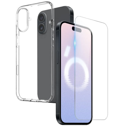 Pour iPhone 16 NORTHJO 2 en 1 Étui de téléphone en TPU avec protecteur d'écran en verre trempé (transparent)