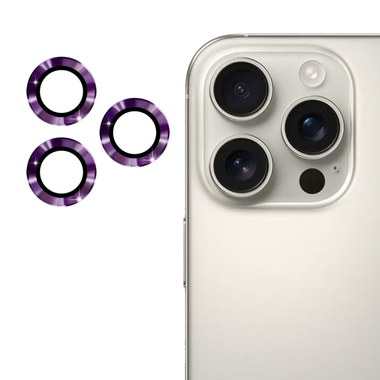 Pour iPhone 16 Pro / 16 Pro Max ENKAY Film de protection en verre trempé pour objectif arrière en alliage d'aluminium 9H (Violet foncé)
