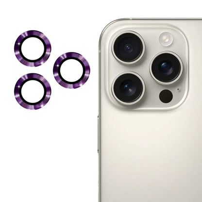 Pour iPhone 16 Pro / 16 Pro Max ENKAY Film de protection en verre trempé pour objectif arrière en alliage d'aluminium 9H (Violet foncé)