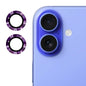 Pour iPhone 16 / 16 Plus Film en verre trempé ENKAY 9H pour objectif arrière en alliage d'aluminium (bleu foncé)