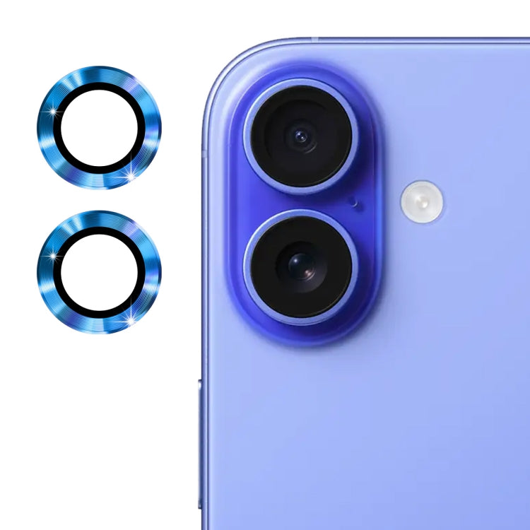 For iPhone 16 / 16 Plus ENKAY 9H Rear Lens Aluminium Alloy Tempered Glass Film(Sea Blue)