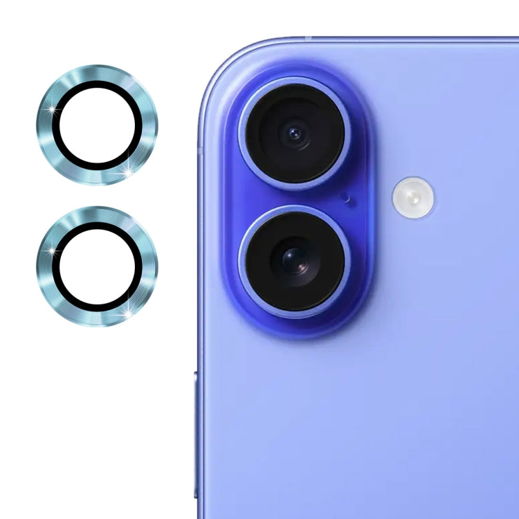 For iPhone 16 / 16 Plus ENKAY 9H Rear Lens Aluminium Alloy Tempered Glass Film(Sierra Blue)