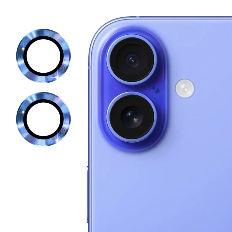 For iPhone 16 / 16 Plus ENKAY 9H Rear Lens Aluminium Alloy Tempered Glass Film(Sky Blue)