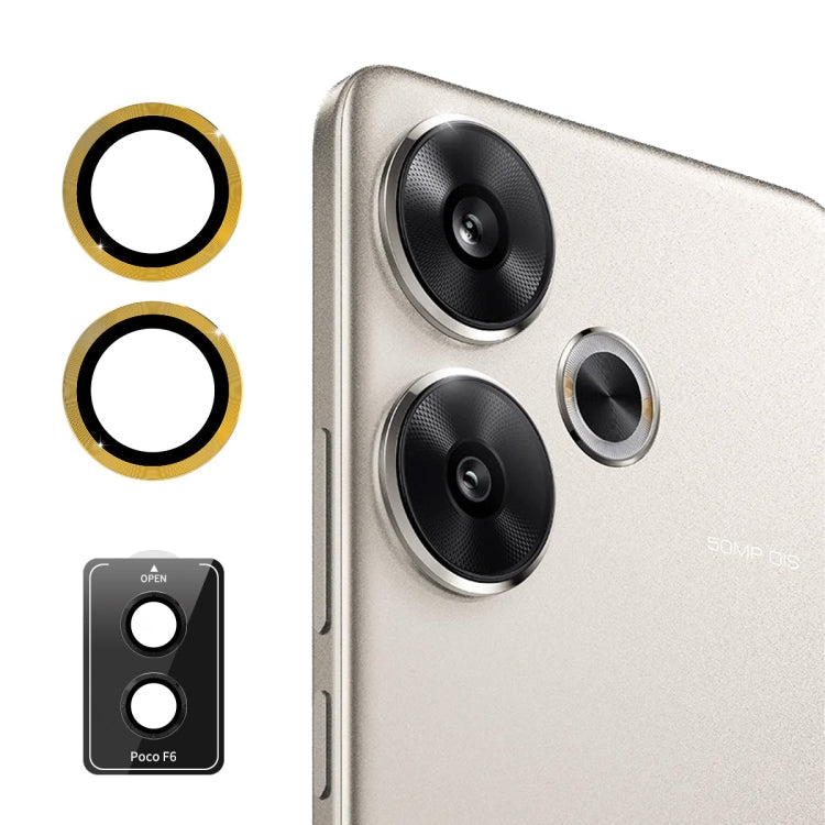 Pour Xiaomi Poco F6 ENKAY Film en verre trempé en alliage d'aluminium 9H pour lentille arrière (Or)