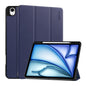 For iPad Air 13 2026 / 2025 / 2024 ENKAY Tri-fold Custer Texture TPU Leather Smart Tablet Case with Pen Slot(Dark Blue)