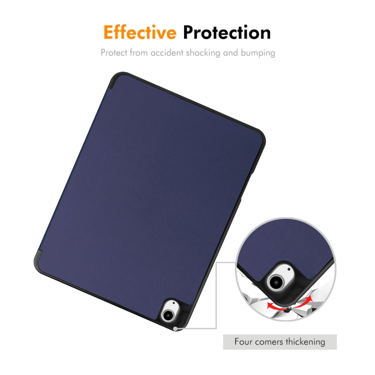 For iPad Air 13 2026 / 2025 / 2024 ENKAY Tri-fold Custer Texture TPU Leather Smart Tablet Case with Pen Slot(Grey)