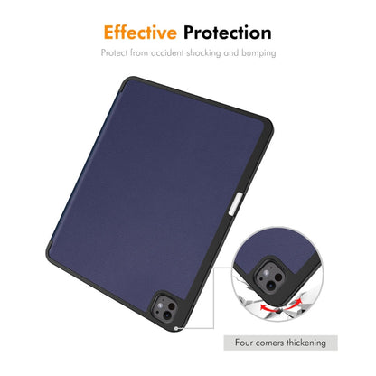 For iPad Pro 13 2025 / 2024 ENKAY Tri-fold Custer Texture TPU Leather Smart Tablet Case with Pen Slot(Black)