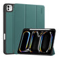 For iPad Pro 13 2025 / 2024 ENKAY Tri-fold Custer Texture TPU Leather Smart Tablet Case with Pen Slot(Dark Green)