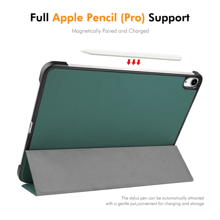 Pour iPad Air 13 2026 / 2025 / 2024 ENKAY Étui intelligent en cuir plastique texturé Custer à trois volets (noir)