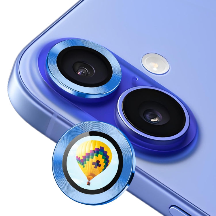 For iPhone 16 / 16 Plus ENKAY Hat-Prince AR 9H Rear Lens Aluminium Alloy Tempered Glass Film(Royal Blue)