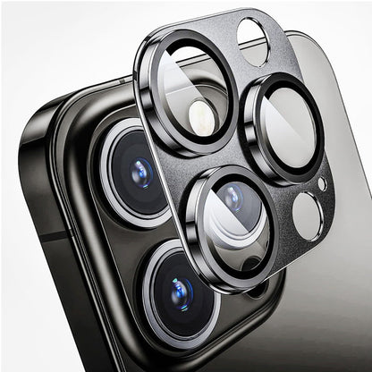 Pour iPhone 16 Pro / 16 Pro Max ENKAY Film en verre trempé anti-reflet en alliage d'aluminium pour objectif d'appareil photo (gris)