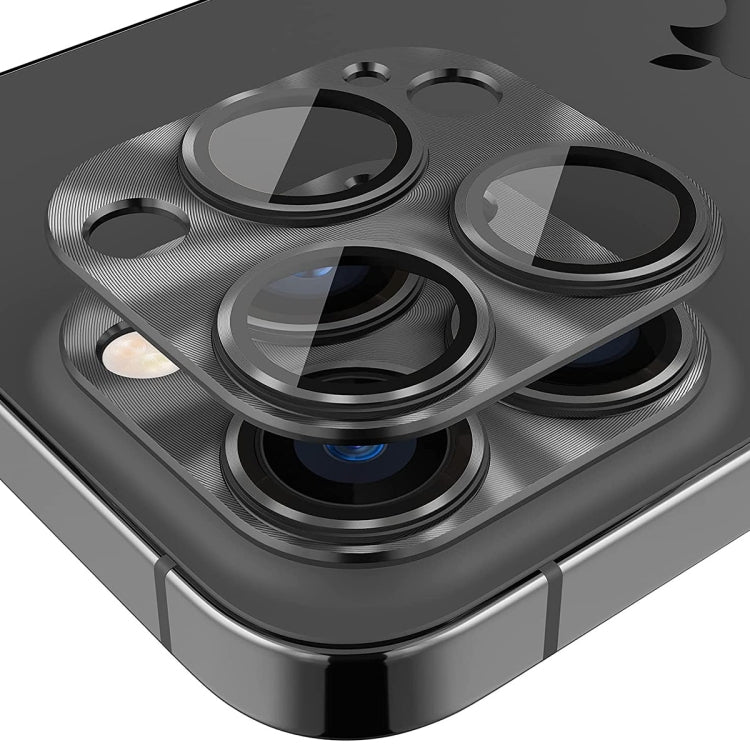 Pour iPhone 16 Pro / 16 Pro Max Film de protection d'objectif en verre trempé en alliage d'aluminium ENKAY (noir)