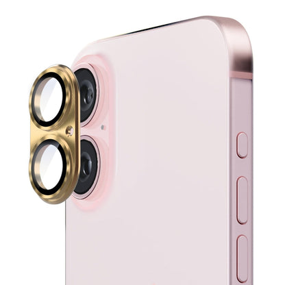 For iPhone 16 / 16 Plus ENKAY Aluminium Alloy Tempered Glass Lens Cover Film(Golden)