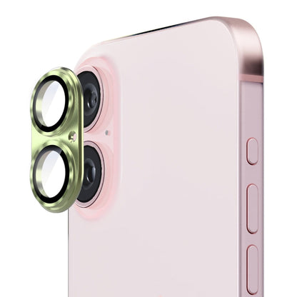 For iPhone 16 / 16 Plus ENKAY Aluminium Alloy Tempered Glass Lens Cover Film(Light Green)