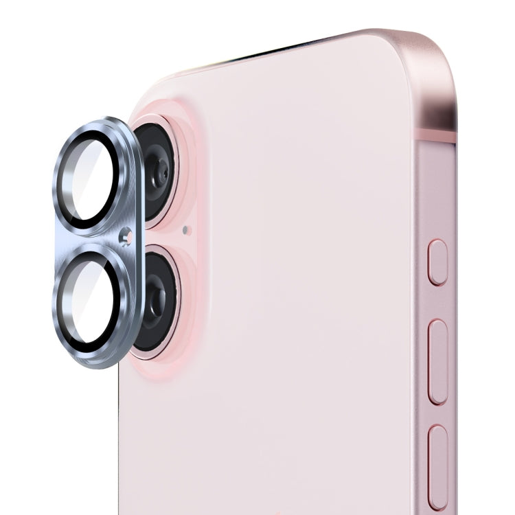 Pour iPhone 16 / 16 Plus Film de protection d'objectif en verre trempé en alliage d'aluminium ENKAY (Bleu Sierra)