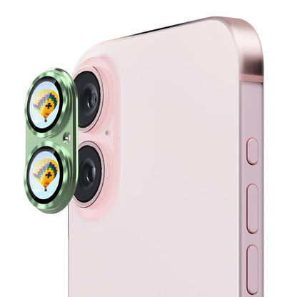 Pour iPhone 16 / 16 Plus ENKAY Film de protection en verre trempé anti-reflets en alliage d'aluminium pour objectif d'appareil photo (Vert)