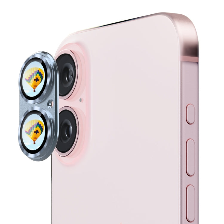 For iPhone 16 / 16 Plus ENKAY Anti-reflection Camera Lens Aluminium Alloy Tempered Glass Film(Light Blue)