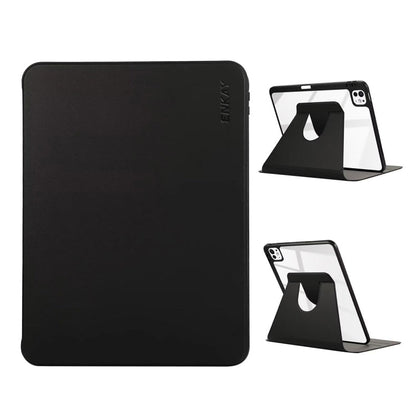 For iPad Pro 13 2025 / 2024 ENKAY 360 Rotation PMMA Leather Smart Tablet Case with Pen Slot(Black)