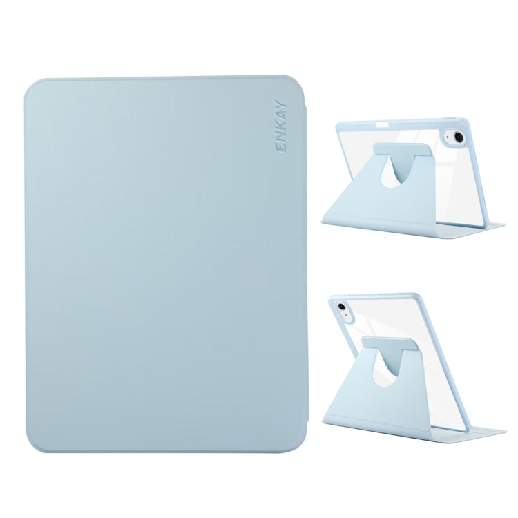 For iPad Air 13 2026 / 2025 / 2024 ENKAY 360 Rotation PMMA Leather Smart Tablet Case with Pen Slot(Blue)
