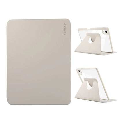 For iPad Air 13 2026 / 2025 / 2024 ENKAY 360 Rotation PMMA Leather Smart Tablet Case with Pen Slot(Grey)