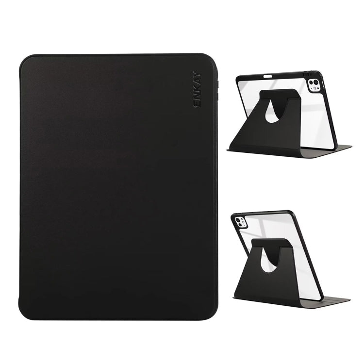 For iPad Pro 11 2025 / 2024 ENKAY 360 Rotation PMMA Leather Smart Tablet Case with Pen Slot(Black)