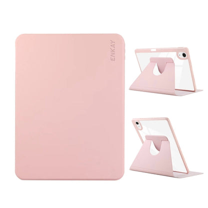 Pour iPad Air 11 2026 / 2025 / 2024 ENKAY Étui intelligent en cuir PMMA à rotation 360° avec fente pour stylet (rose)