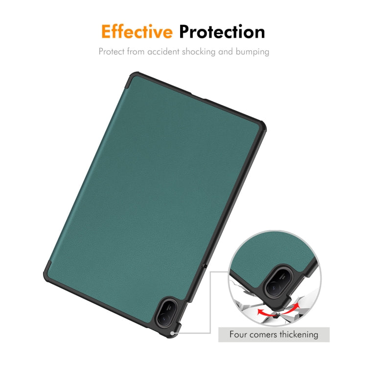 For Huawei MatePad SE 11 2024 ENKAY Tri-fold Custer Texture Platic Leather Tablet Case(Black)