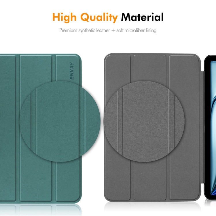 For Huawei MatePad SE 11 2024 ENKAY Tri-fold Custer Texture Platic Leather Tablet Case(Black)