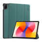 For Huawei MatePad SE 11 2024 ENKAY Tri-fold Custer Texture Platic Leather Tablet Case(Dark Green)