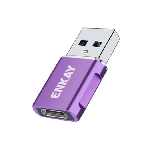 ENKAY ENK-AT119 Adaptateur de données USB 3.0 mâle vers Type-C femelle en alliage d'aluminium, compatible avec la charge rapide (Violet)