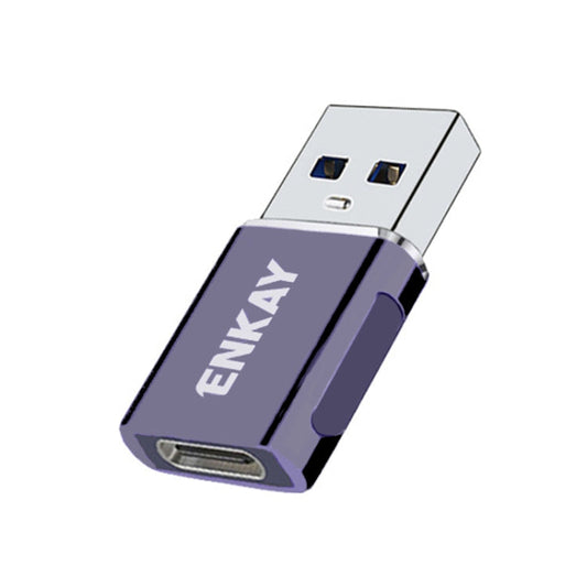 ENKAY ENK-AT119 Adaptateur de données Mâle USB 3.0 vers Femelle Type-C en Alliage d'Aluminium Supportant la Charge Rapide (Gris)