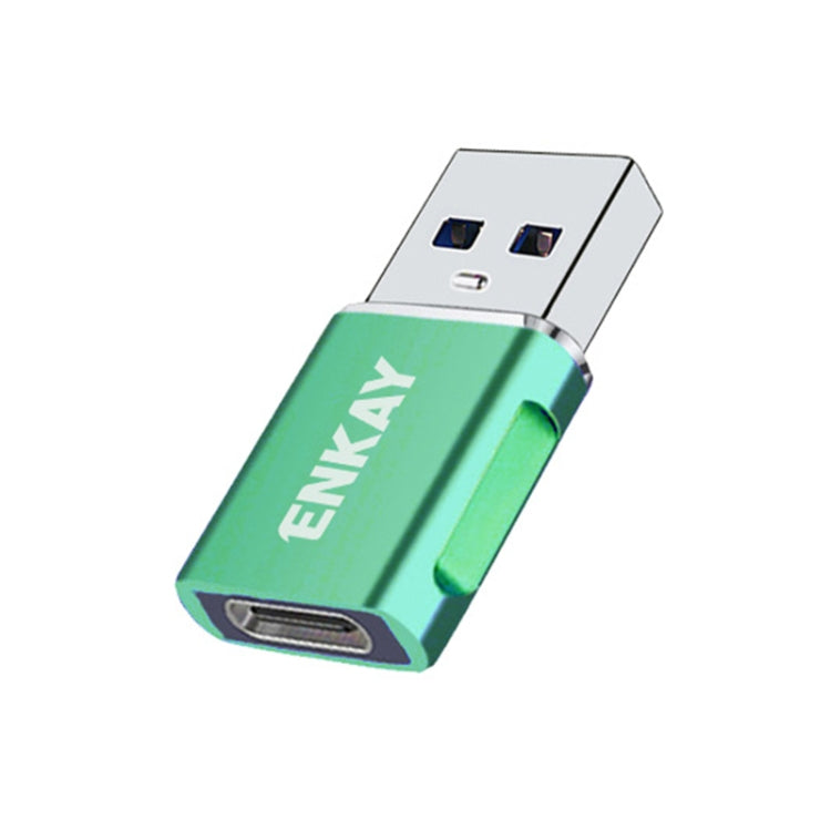 ENKAY ENK-AT119 Adaptateur de données Mâle USB 3.0 vers Femelle Type-C en Alliage d'Aluminium avec Prise en Charge de la Charge Rapide (Vert)