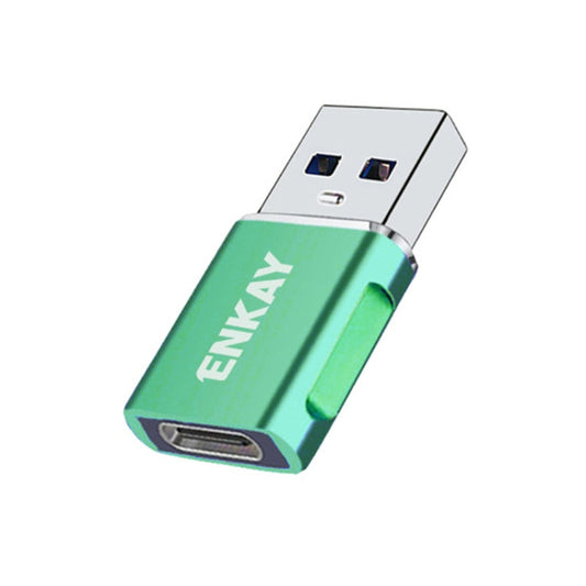ENKAY ENK-AT119 Adaptateur de données Mâle USB 3.0 vers Femelle Type-C en Alliage d'Aluminium avec Prise en Charge de la Charge Rapide (Vert)