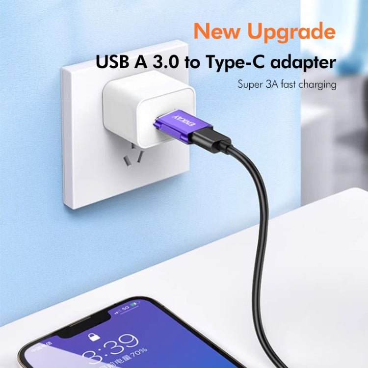 ENKAY ENK-AT119 Adaptateur de données Mâle USB 3.0 vers Femelle Type-C en Alliage d'Aluminium avec Prise en Charge de la Charge Rapide (Vert)