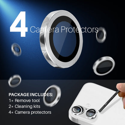 Pour iPhone 16 / 16 Plus NORTHJO 2 jeux de 4 protections d'objectif d'appareil photo en métal (argent)