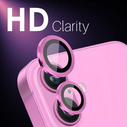 For iPhone 16 / 16 Plus NORTHJO 2 Sets 4pcs Camera Lens Protector Cover Metal Ring Film(Rose)