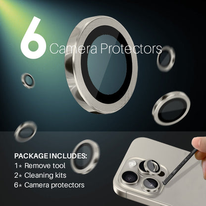 For iPhone 16 Pro / Pro Max NORTHJO 2 Sets 6pcs Camera Lens Protector Cover Metal Ring Film(Natural)