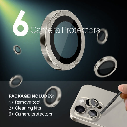 Pour iPhone 16 Pro / Pro Max NORTHJO 2 ensembles de 6 protections d'objectif d'appareil photo en métal (naturel)