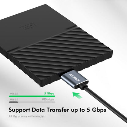 Câble disque dur caméra de données ENKAY USB 3.1 Type-C vers USB 3.0 Micro B 10 Gbit/s, longueur : 1 m