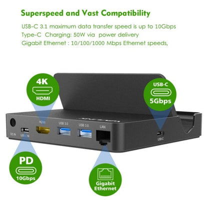 WAVLINK UHP3D01G Gigabit Ethernet USB 3.0 Multi-Function HUB 4K HD Docking Station(AU Plug)