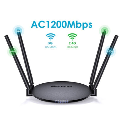 WAVLINK WN530G3 4x 5dBi Foldable Antenna AC1200 Dual Band Wireless Repeater Router, Plug:AU Plug