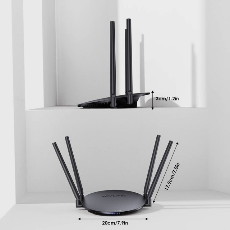 WAVLINK WN530G3 4x 5dBi Foldable Antenna AC1200 Dual Band Wireless Repeater Router, Plug:US Plug