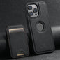For iPhone 15 Pro Max Suteni M2 Cross-Grain MagSafe Vertical Card Back Phone Case(Black)