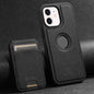 Pour iPhone 12 Étui Suteni M2 à Grain Croisé MagSafe Vertical avec Porte-cartes au Dos (Noir)
