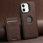 For iPhone 12 Suteni M2 Cross-Grain MagSafe Vertical Card Back Phone Case(Brown)