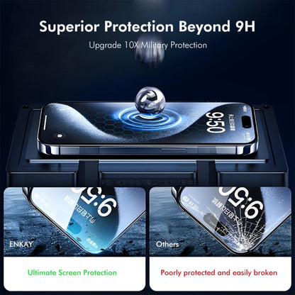 For iPhone 12 / 12 Pro 2pcs ENKAY 300C Super Large Arc Full Coverage High Aluminum-silicon Tempered Glass Film Black