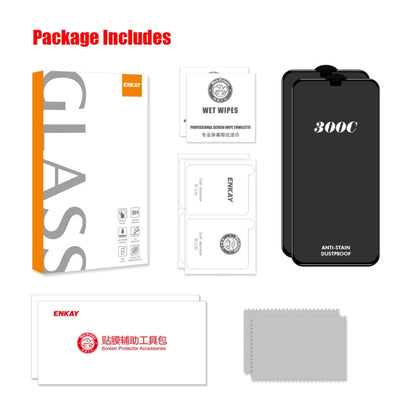 For iPhone 12 / 12 Pro 2pcs ENKAY 300C Super Large Arc Full Coverage High Aluminum-silicon Tempered Glass Film Black