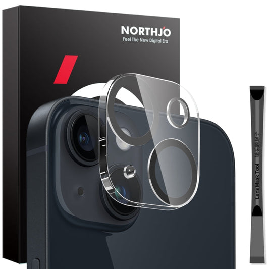 Pour iPhone 14 / 14 Plus, protecteur d'objectif d'appareil photo NORTHJO, film en verre trempé 3D Night Shot (noir)
