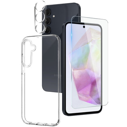For Galaxy A35 5G NORTHJO 3 in 1 TPU Phone Case with Screen Protector and Lens Film(Transparent)