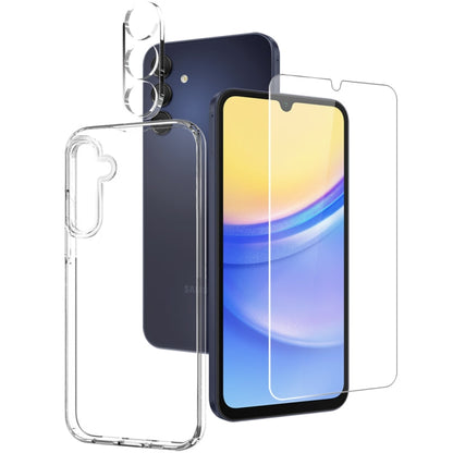 Pour Samsung Galaxy A15 4G / 5G NORTHJO 3 en 1 Coque de téléphone en TPU avec Protection d'écran et Film pour Objectif (Transparent)